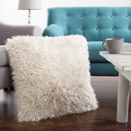 Hastings Home Oversized Floor or Throw Pillow Square Luxury Faux Fur Glam Decor Cushion for Home (Beige) 594444DVJ
